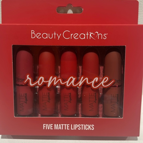 Beauty Creations Romance 5 Matte Lipsticks. Sugar Bomb, My Cherry, Infatuated. - Picture 1 of 4
